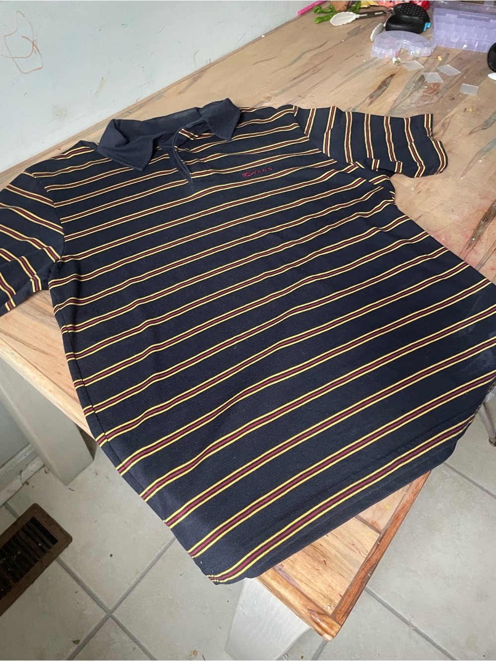 Vans Navy Polo with Yellow and Red Stripes